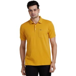Park Avenue Men's Slim Fit Pure Cotton Solid Pattern Polo Collar Half Sleeve Casual T-Shirt